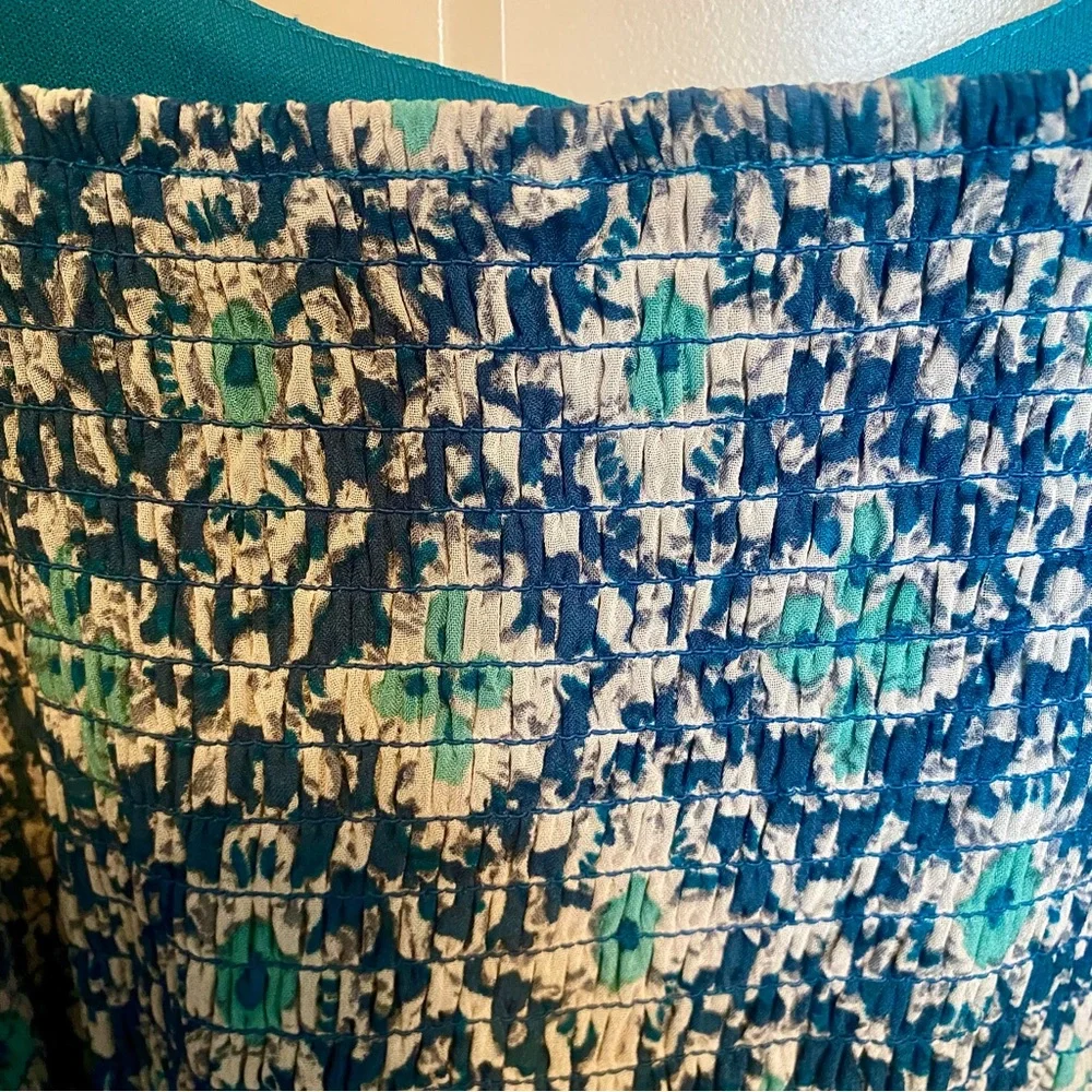 Xhilaration-Lace Up Style front-Blue/Green Patterned Sun Dress-Size L - Picture 4 of 11